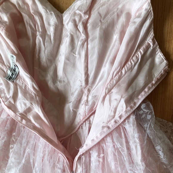 Vintage 1980's prom dress flared ruffled blush - Picture 6 of 7